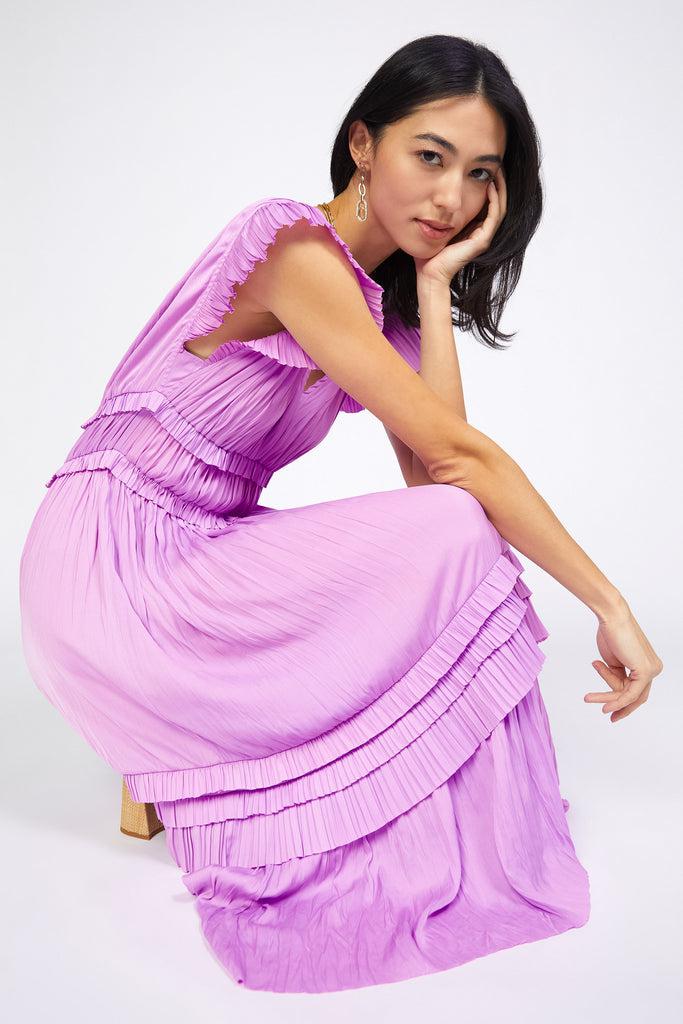 Sereia Pleated Midi Dress - Orchid Pink