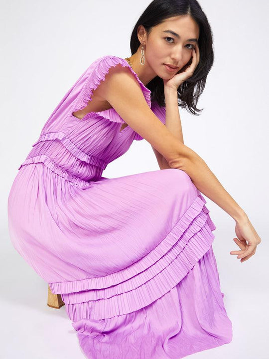 Sereia Pleated Midi Dress - Orchid Pink