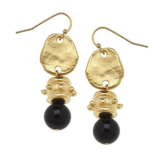 Susan Shaw Handcast Gold & Black Onyx Earrings