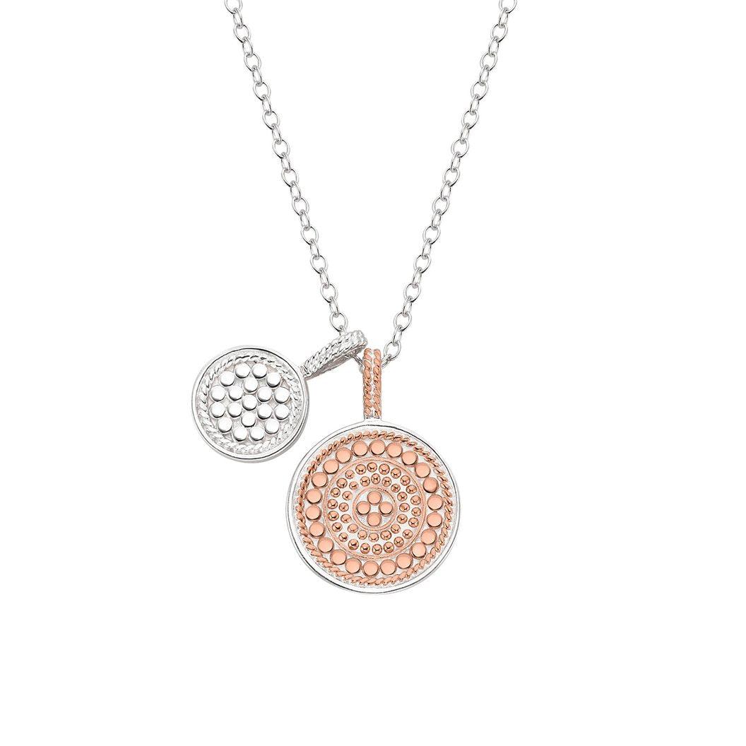 Anna Beck Double Disc Charm Necklace 16-18" Double Sided - Rose Gold and Silver-Anna Beck Jewelry-Blue Hand Home