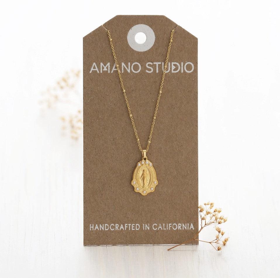 Miraculous Mary with Pearls-Amano Studio-Blue Hand Home