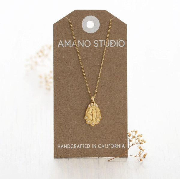 Miraculous Mary with Pearls-Amano Studio-Blue Hand Home