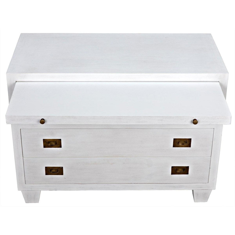 Noir 2-Drawer Side Table with Sliding Tray, White-Noir Furniture-Blue Hand Home