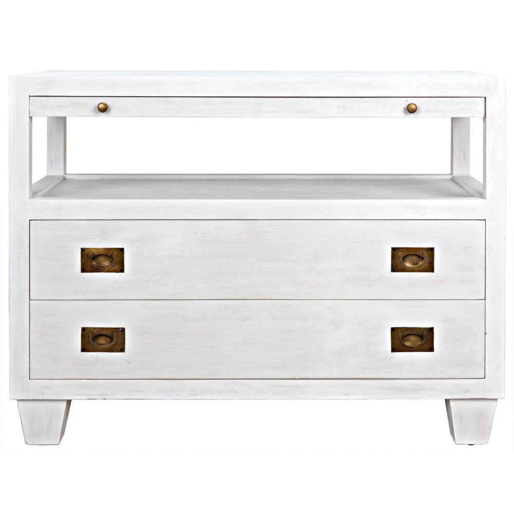 Noir 2-Drawer Side Table with Sliding Tray, White-Noir Furniture-Blue Hand Home