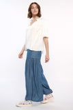Pleated Puff Sleeve Blouse-Blue Hand Home