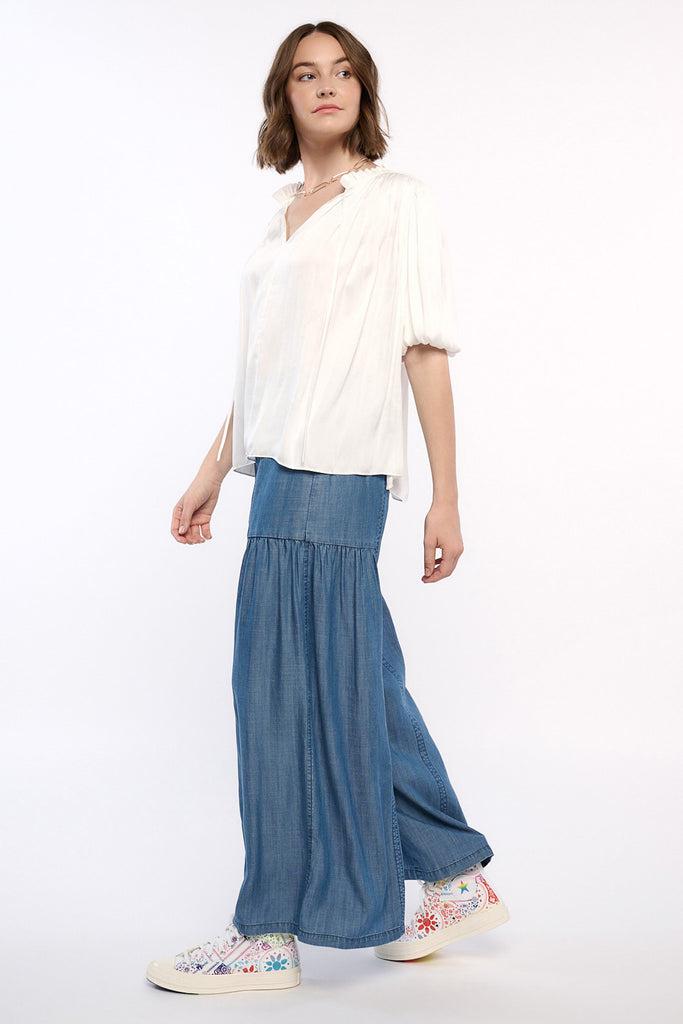 Pleated Puff Sleeve Blouse