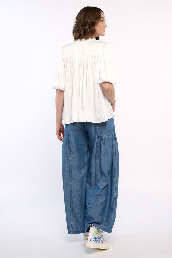 Pleated Puff Sleeve Blouse