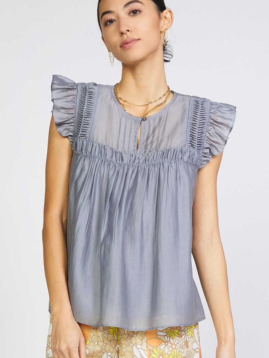 Slvless Keyhole Neck Lightweight Blouse