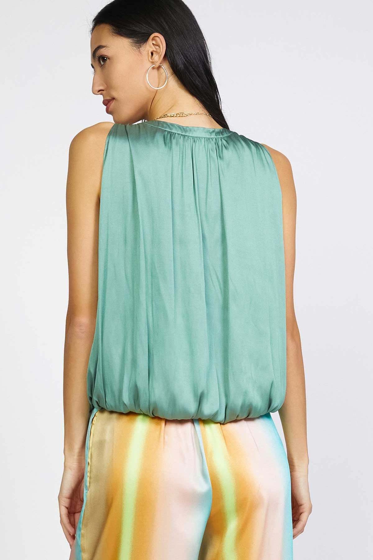Halter Neck Split Neck w/Button Blouse
