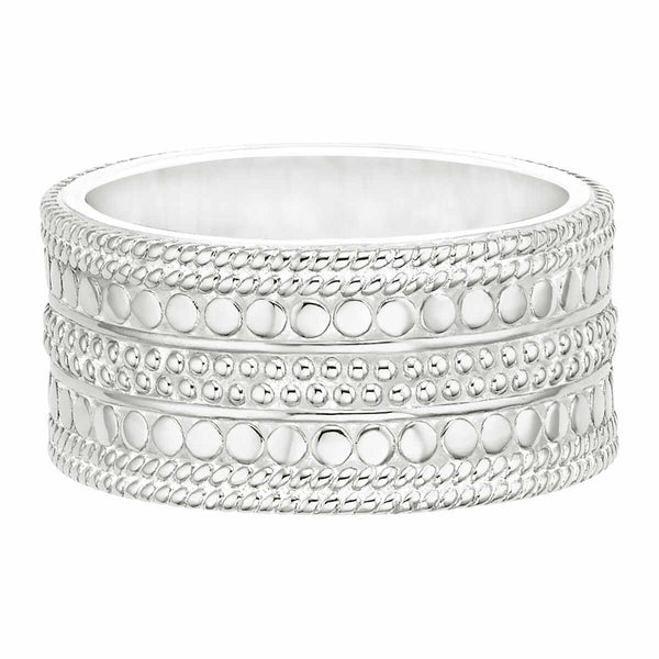 Anna Beck Divided Cigar Band Ring- Silver-Anna Beck Jewelry-Blue Hand Home