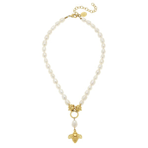 Susan Shaw Bee on Genuine Freshwater Pearl Necklace-Susan Shaw Jewelry-Blue Hand Home