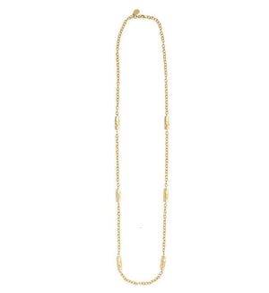 Long Bamboo and Chain Necklace-Blue Hand Home