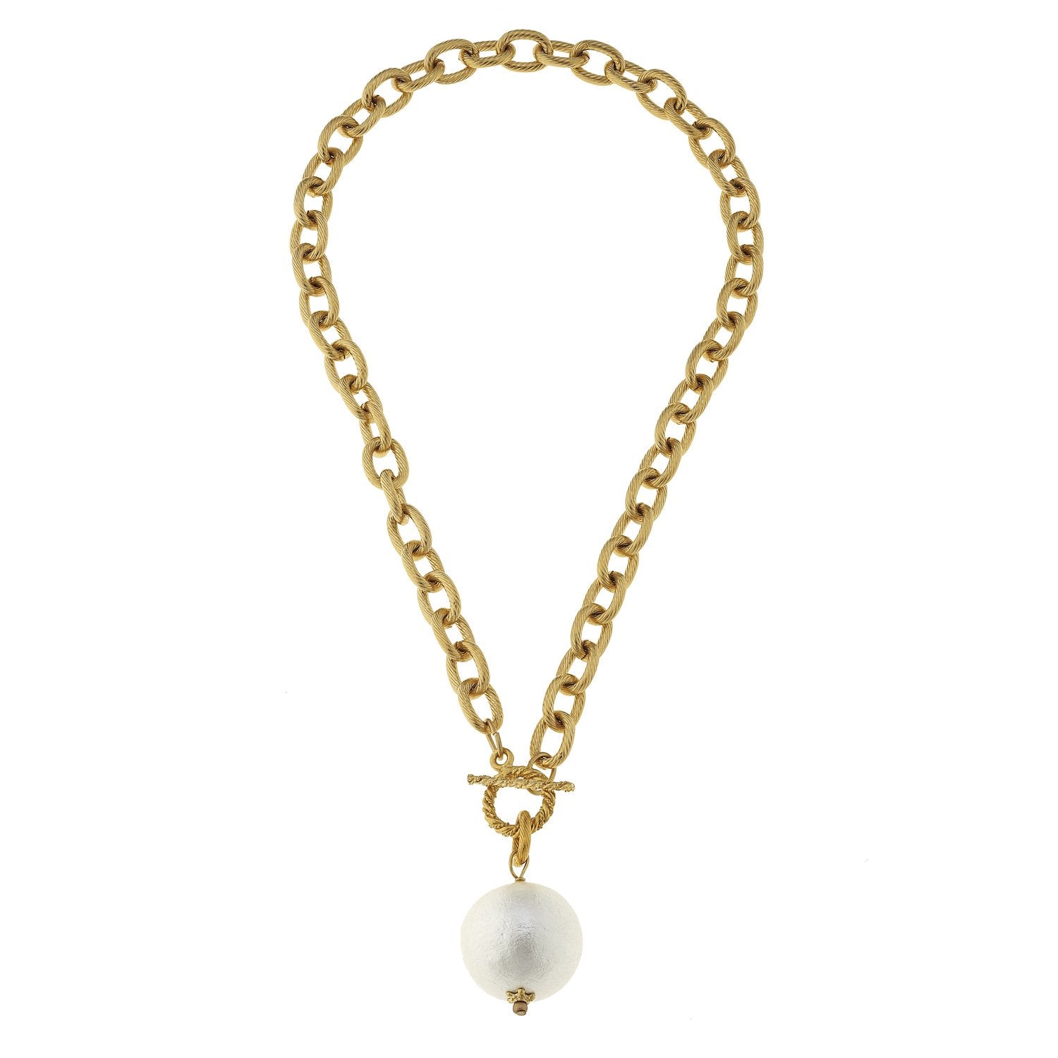 Susan Shaw Genuine Cotton Pearl on Toggle Necklace-Susan Shaw Jewelry-Blue Hand Home