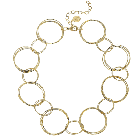 Susan Shaw Handcast Multi Gold Ring Necklace-Susan Shaw Jewelry-Blue Hand Home