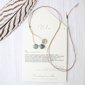 3 Stone - Aquamarine Necklace-Vibes-Blue Hand Home