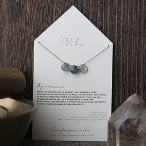 3 Stone - Aquamarine Necklace-Vibes-Blue Hand Home