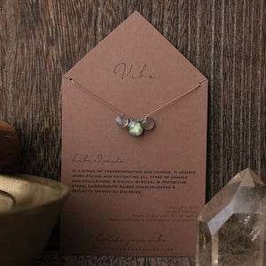 3 Stone - Labradorite Necklace-Vibes-Blue Hand Home
