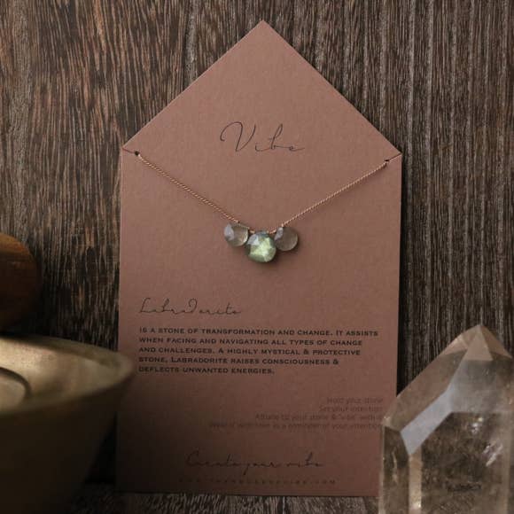 3 Stone - Labradorite Necklace-Vibes-Blue Hand Home