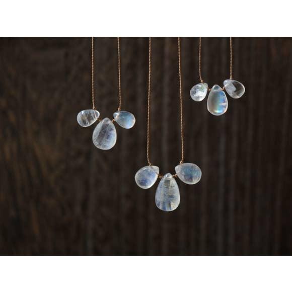 3 Stone - Rainbow Moonstone Necklace-Vibes-Blue Hand Home