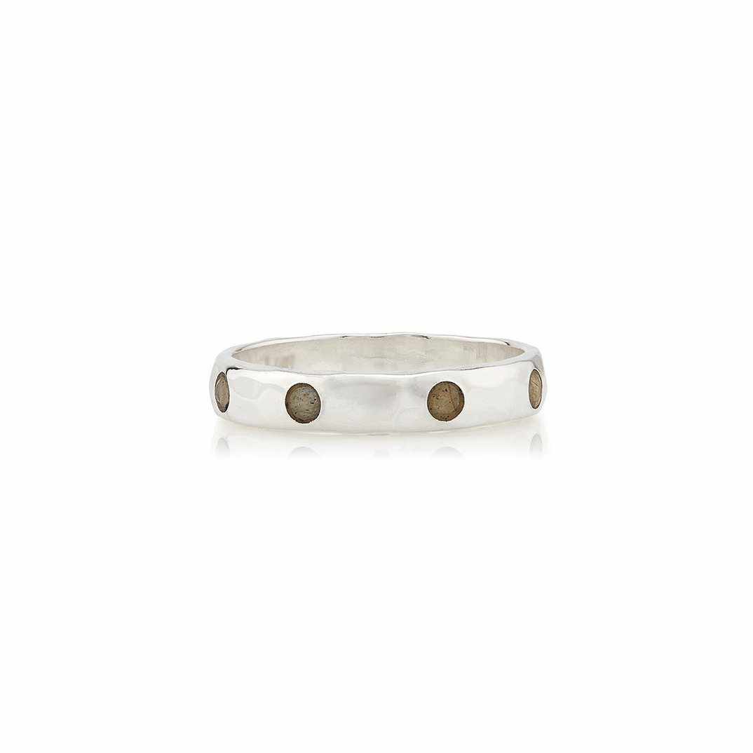 Anna Beck Labradorite Hammered Pavé Stacking Band - Silver-Anna Beck Jewelry-Blue Hand Home