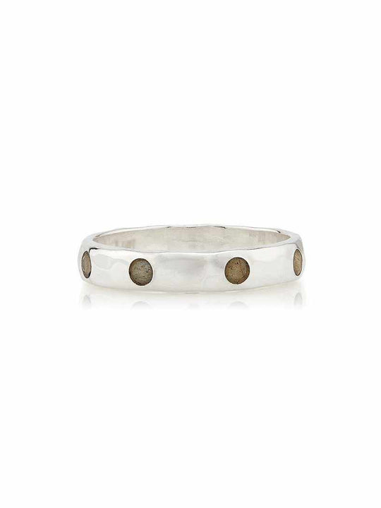 Anna Beck Labradorite Hammered Pavé Stacking Band - Silver