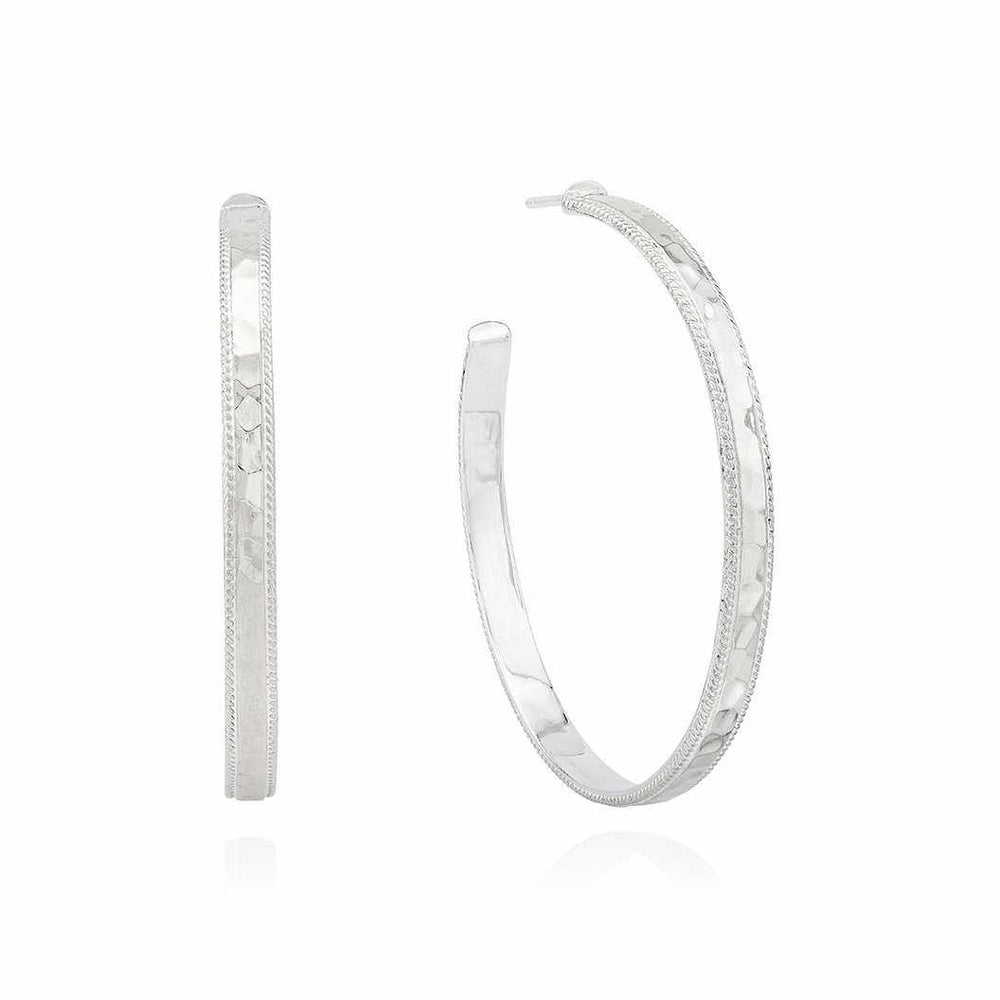 Anna Beck Large Hammered Hoop Earrings - Silver-Anna Beck Jewelry-Blue Hand Home