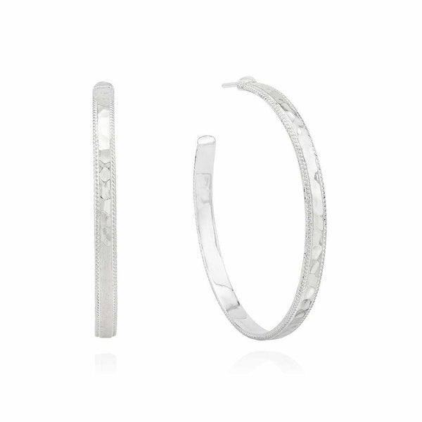 Anna Beck Large Hammered Hoop Earrings - Silver-Anna Beck Jewelry-Blue Hand Home