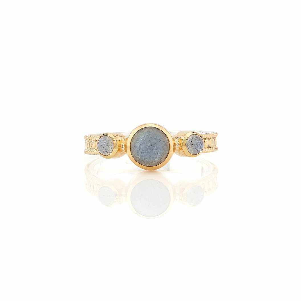 Anna Beck Labradorite Triple Stone Stacking Ring - Gold-Anna Beck Jewelry-Blue Hand Home
