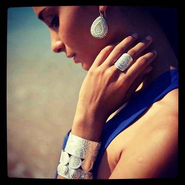 Anna Beck Beaded Saddle Ring - Silver-Anna Beck Jewelry-Blue Hand Home