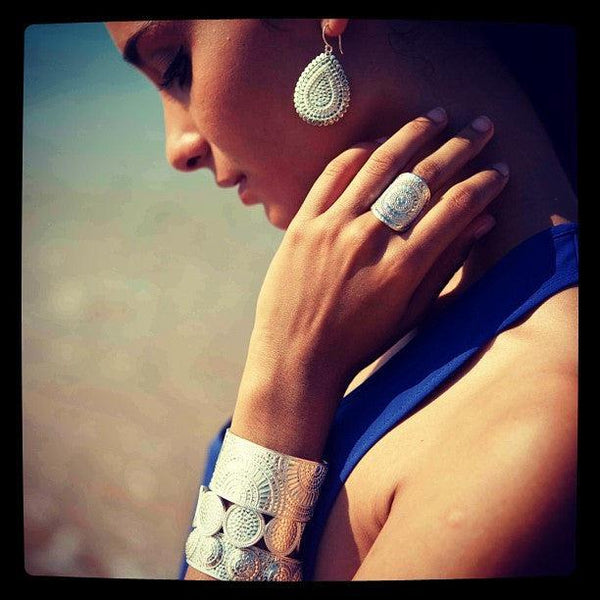 Anna Beck Beaded Saddle Ring - Silver-Anna Beck Jewelry-Blue Hand Home