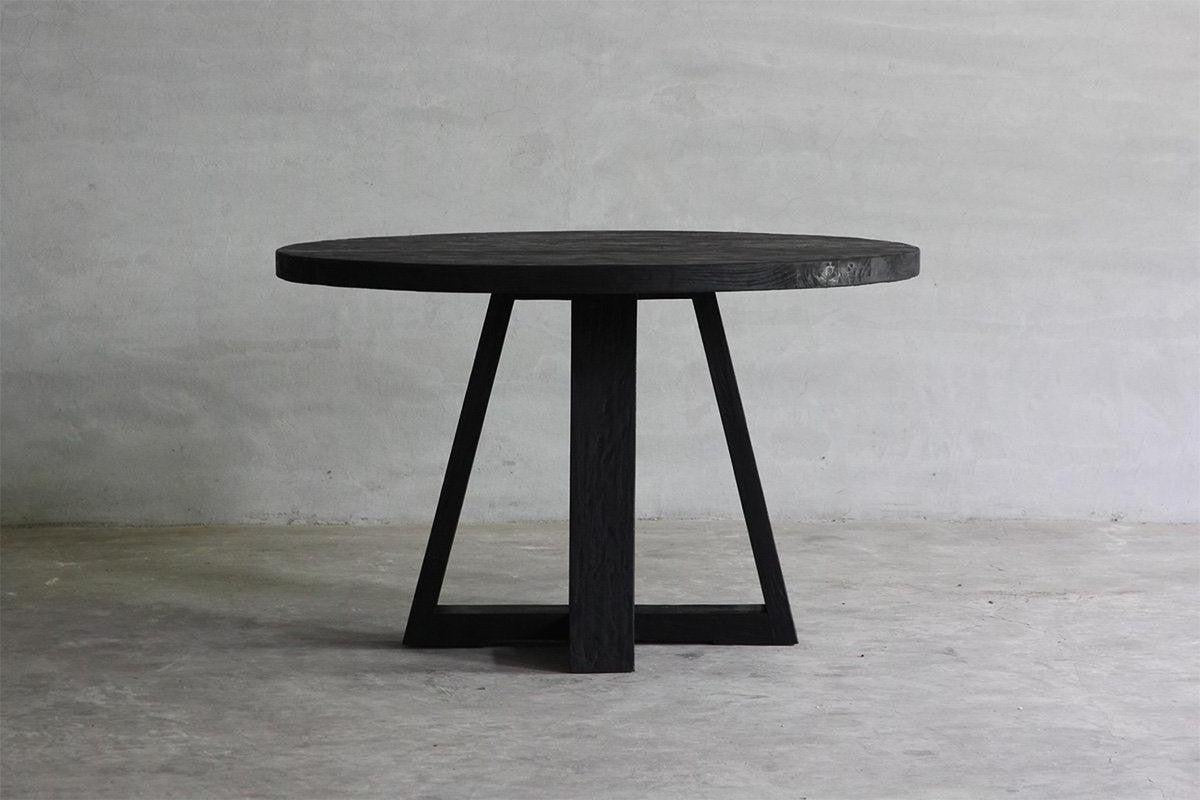 Reclaimed Elm Round Dining Table - X Base-Organic Restoration-Blue Hand Home