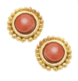 Susan Shaw Handcast Gold with Pink Coral CLIP Earrings-Susan Shaw Jewelry-Blue Hand Home