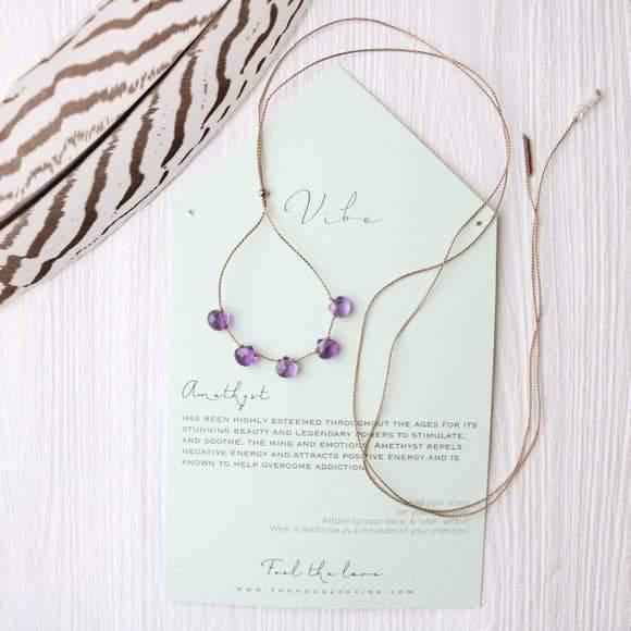 5 Stone - Amethyst Necklace-Vibes-Blue Hand Home