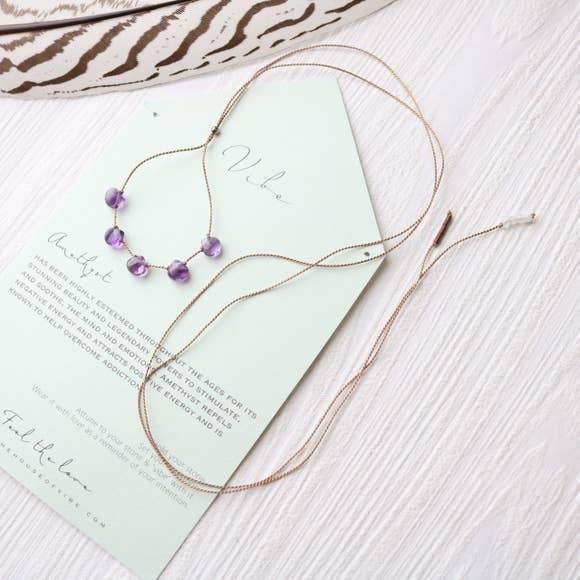 5 Stone - Amethyst Necklace-Vibes-Blue Hand Home