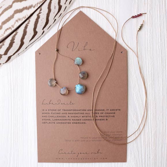 5 Stone - Labradorite Necklace-Vibes-Blue Hand Home