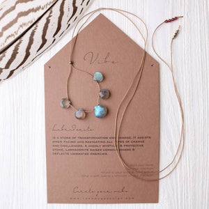 5 Stone - Labradorite Necklace-Vibes-Blue Hand Home