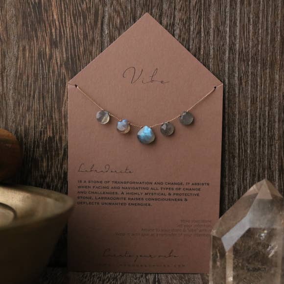 5 Stone - Labradorite Necklace-Vibes-Blue Hand Home