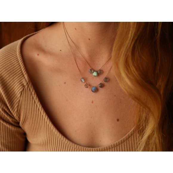 5 Stone - Labradorite Necklace-Vibes-Blue Hand Home