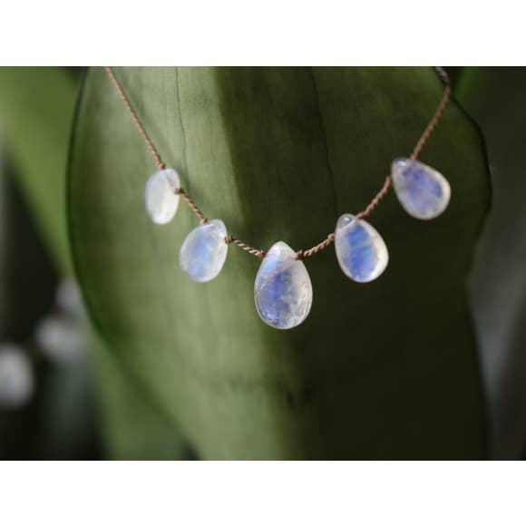 5 Stone - Rainbow Moonstone Necklace-Vibes-Blue Hand Home