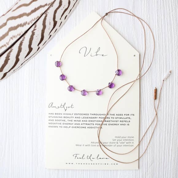 7 Stone - Amethyst Necklace-Vibes-Blue Hand Home