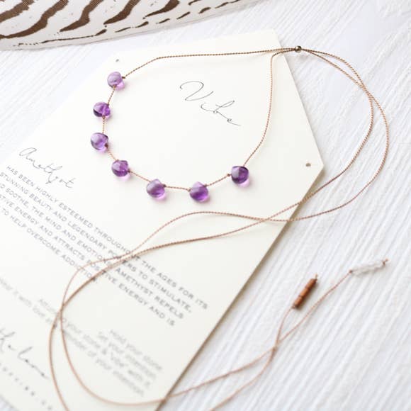 7 Stone - Amethyst Necklace-Vibes-Blue Hand Home