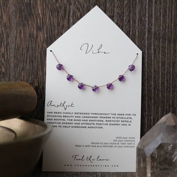 7 Stone - Amethyst Necklace-Vibes-Blue Hand Home