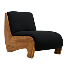 Portofino Chaise, Teak with Black Cotton