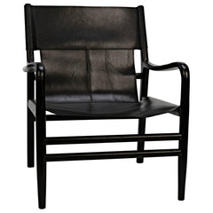 Clancy Chair with Leather, Charcoal Black