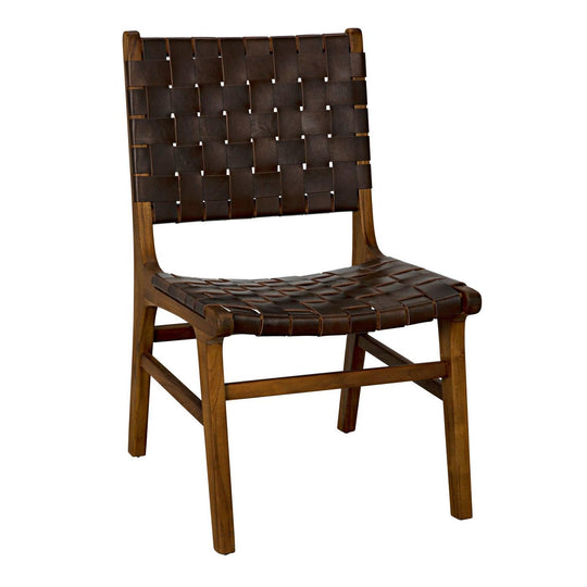 Dede Dining Chair, Teak with Brown Leather