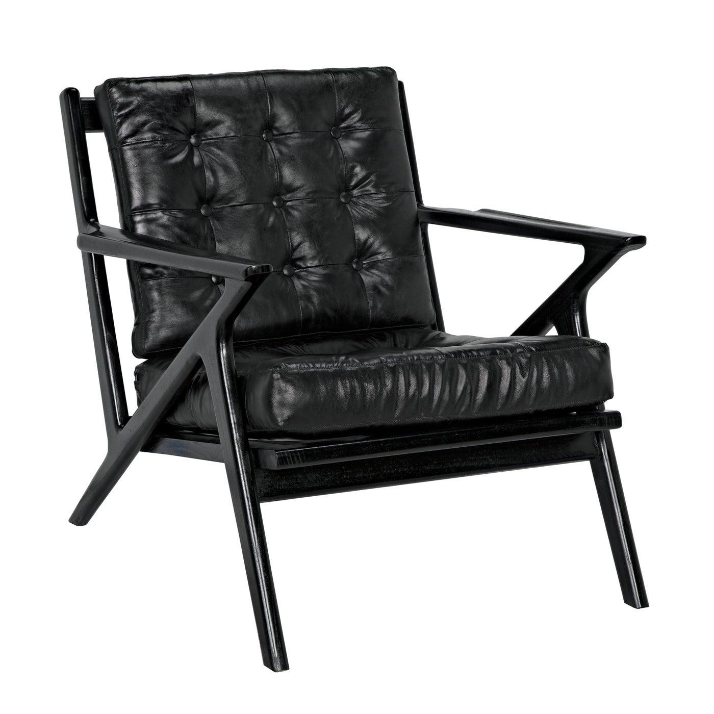 Lauda Chair with Black Leather-Noir Furniture-Blue Hand Home