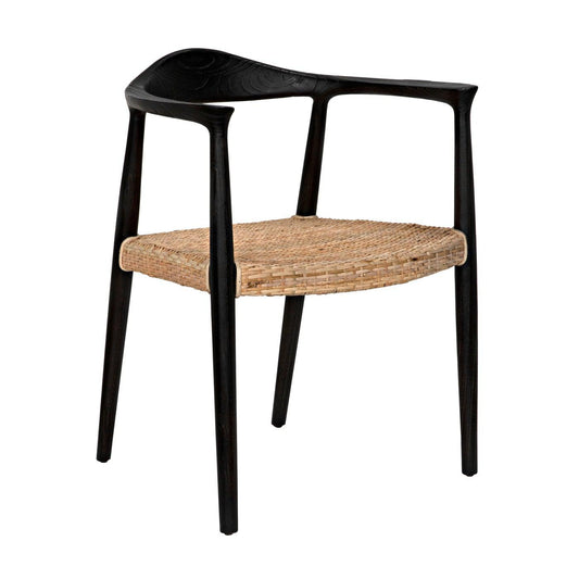 Dallas Chair, Black Burnt with Rattan-Noir Furniture-Blue Hand Home