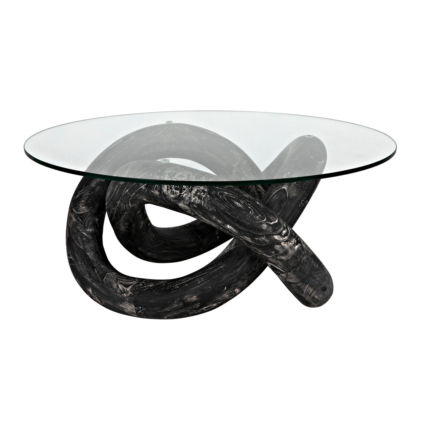 Phobos Coffee Table, Cinder Black with Glass