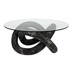Phobos Coffee Table, Cinder Black with Glass