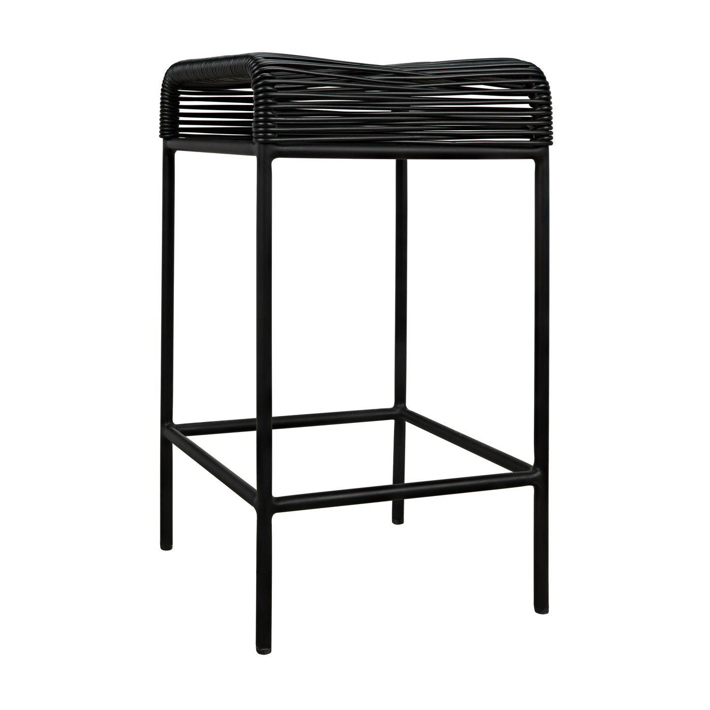 Hitam Counter Stool with Steel Frame